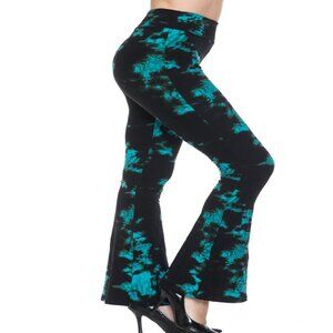 Women's Ultra Soft High Waist Flare Yoga Leggings Aqua Tie Dye S - XL